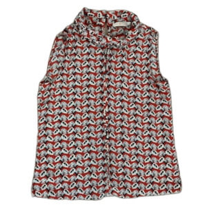 Tory Burch 100% Silk Blouse – Size 6 – Red, White & Black Print